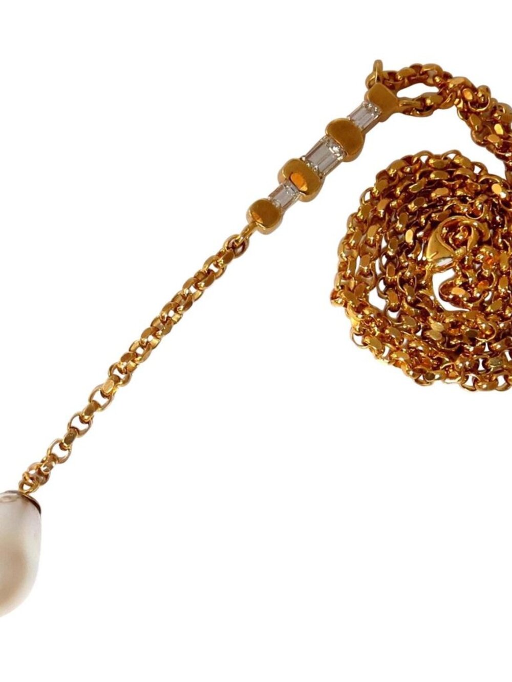 15.5mm natural south sea pearl 1.01ct emerald cut diamonds necklace drop bolo*